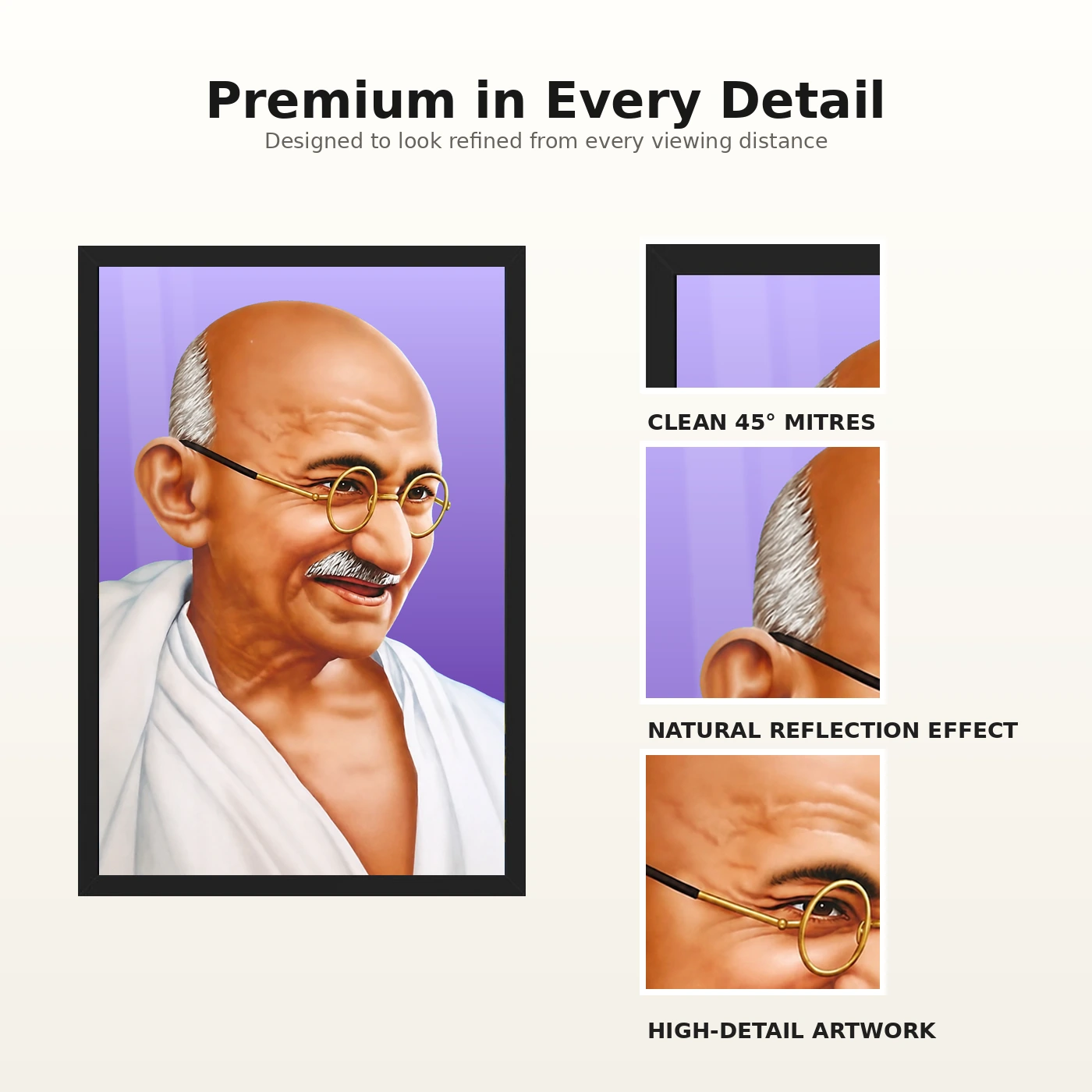 Mahatma Gandhi Purple Background Portrait Photo Frame, view 9