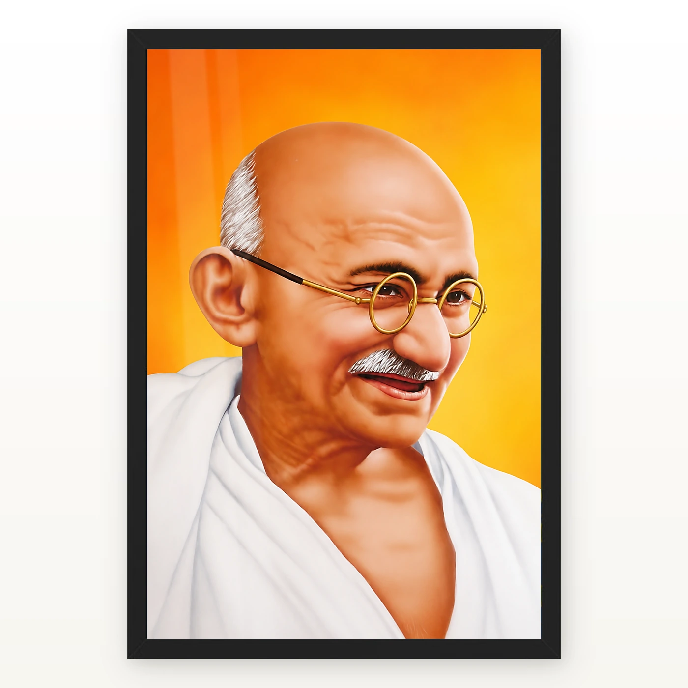 Mahatma Gandhi Saffron Background Portrait Photo Frame