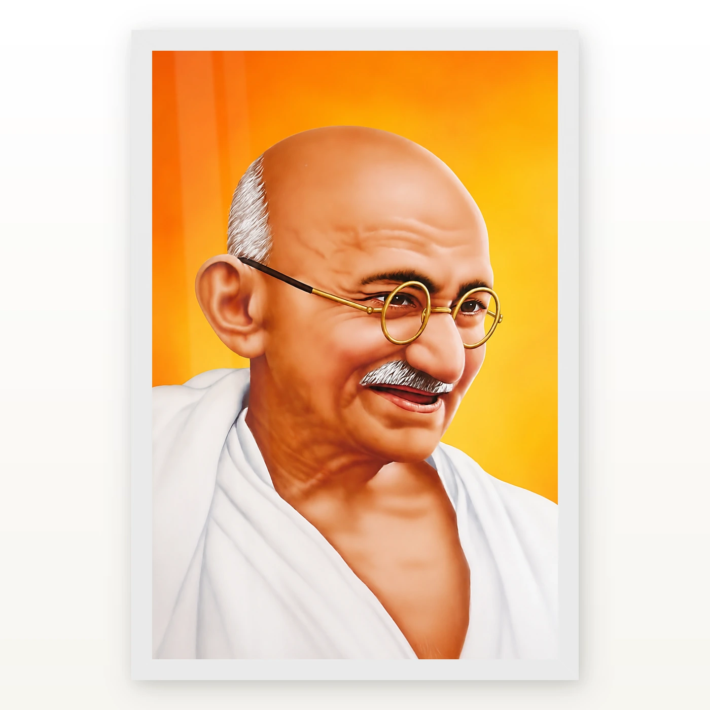 Mahatma Gandhi Saffron Background Portrait Photo Frame, view 2