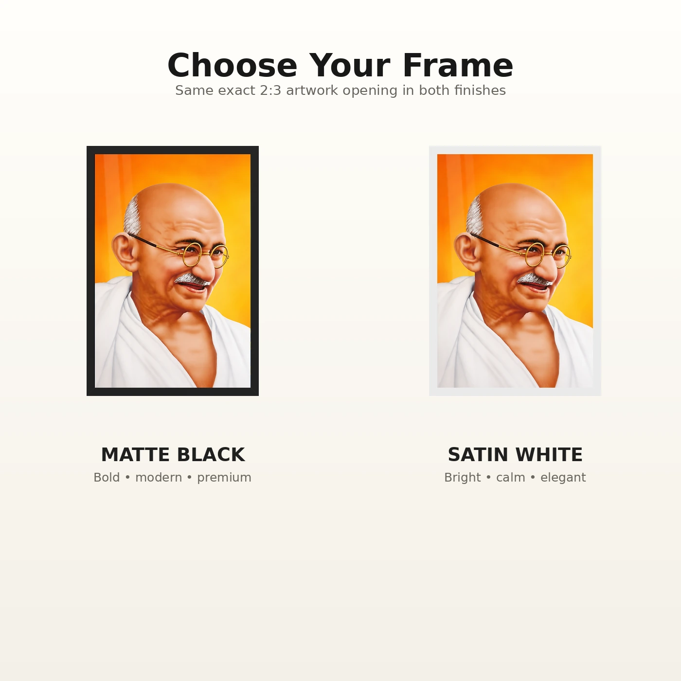 Mahatma Gandhi Saffron Background Portrait Photo Frame, view 7