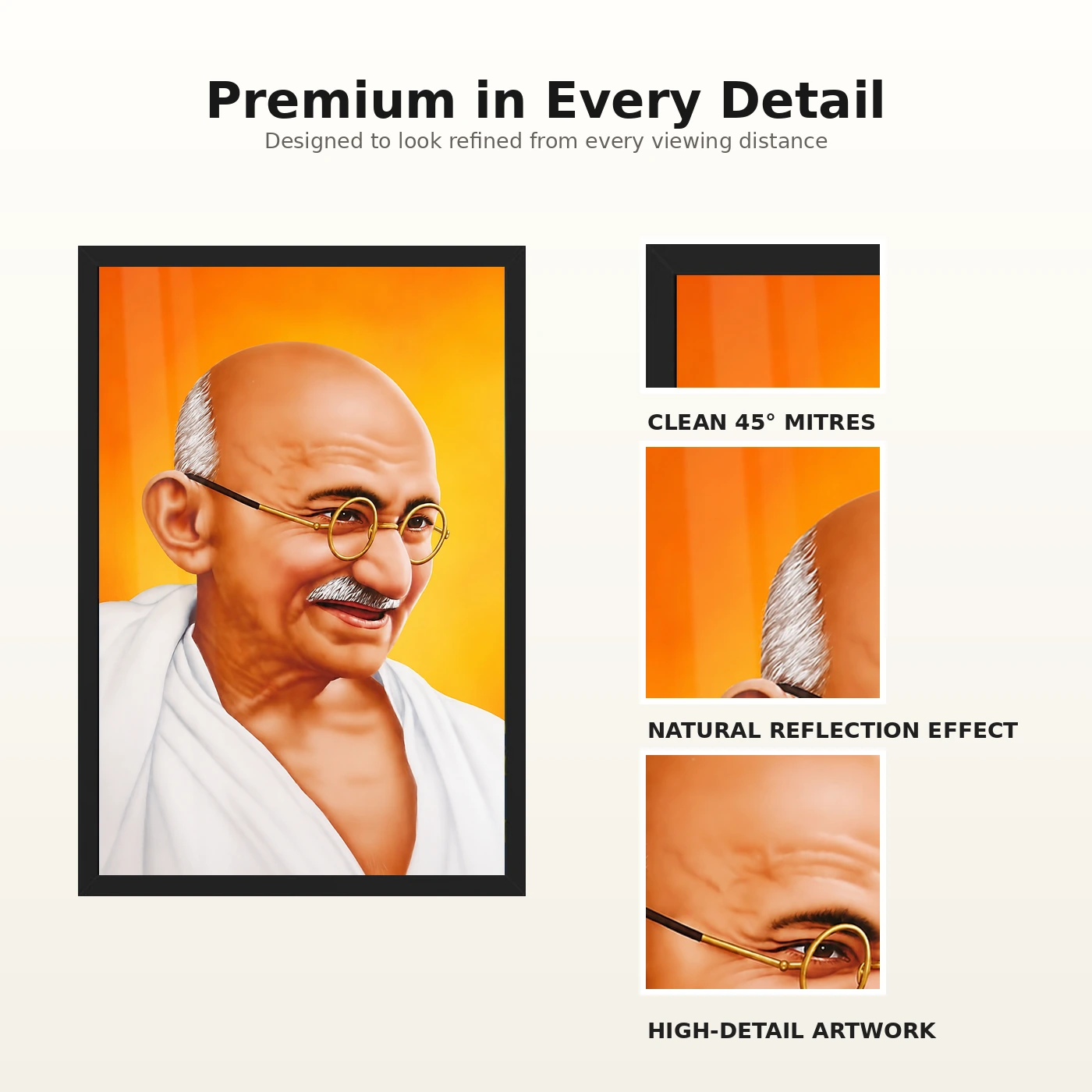 Mahatma Gandhi Saffron Background Portrait Photo Frame, view 9