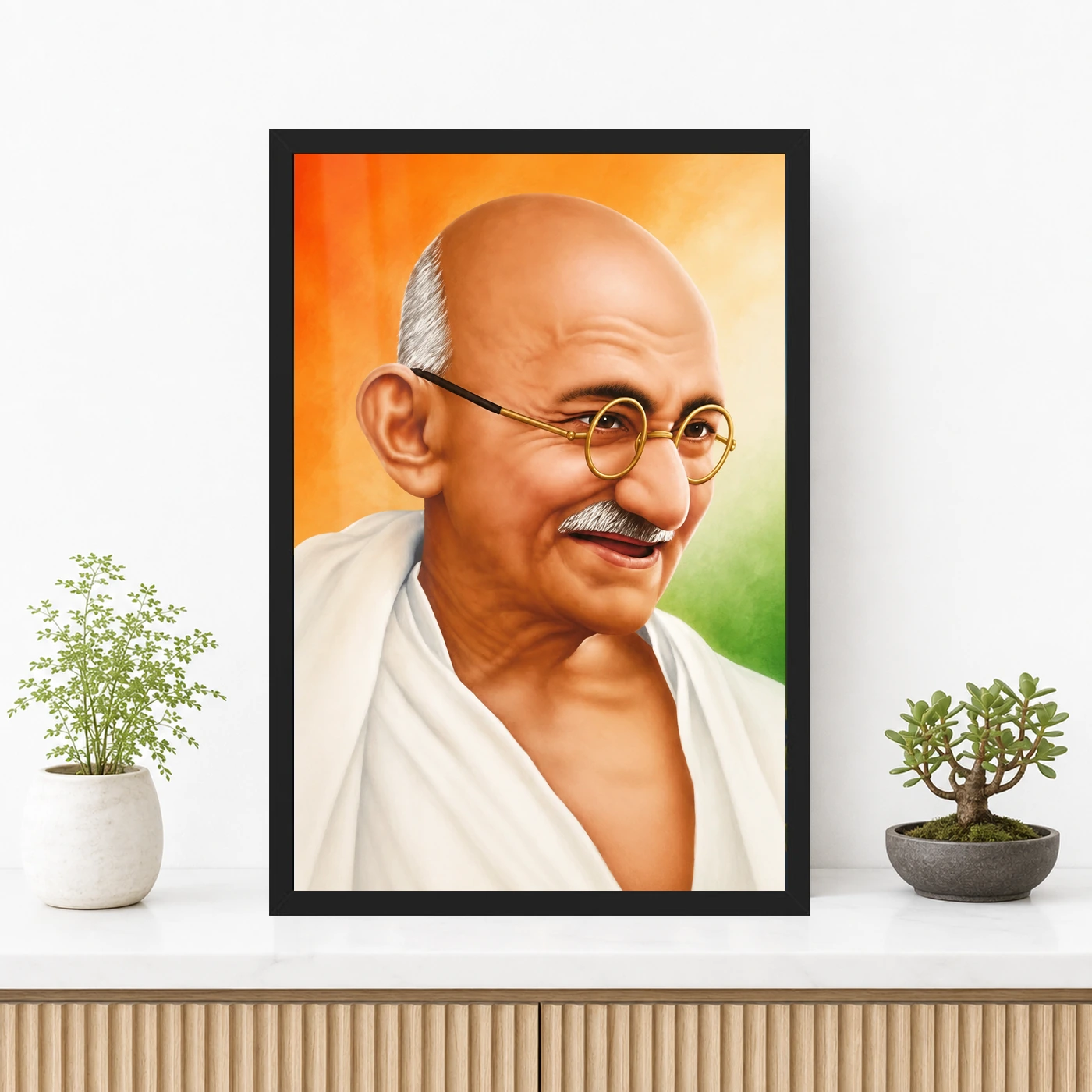 Mahatma Gandhi Tricolor Background Portrait Photo Frame, view 3
