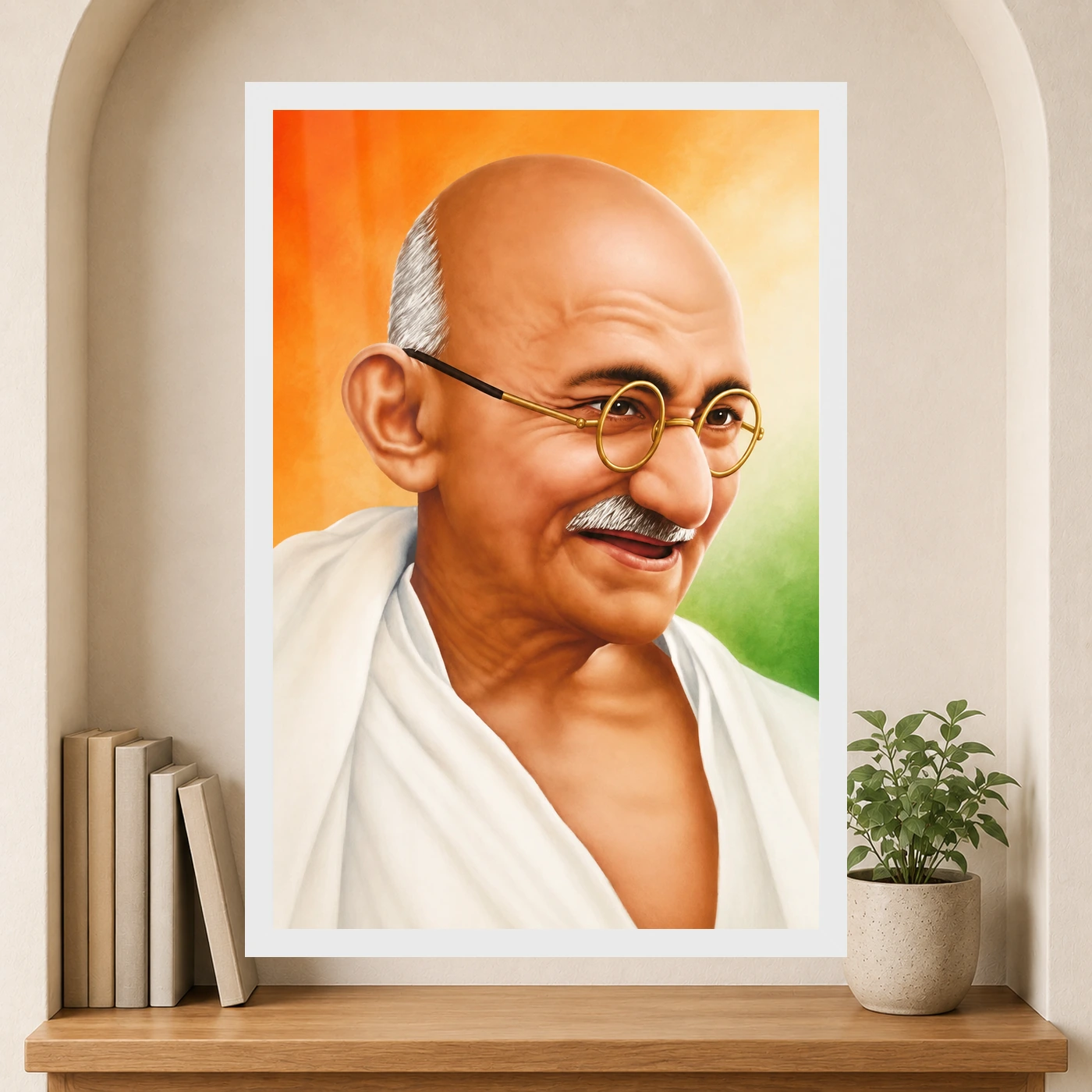 Mahatma Gandhi Tricolor Background Portrait Photo Frame, view 6
