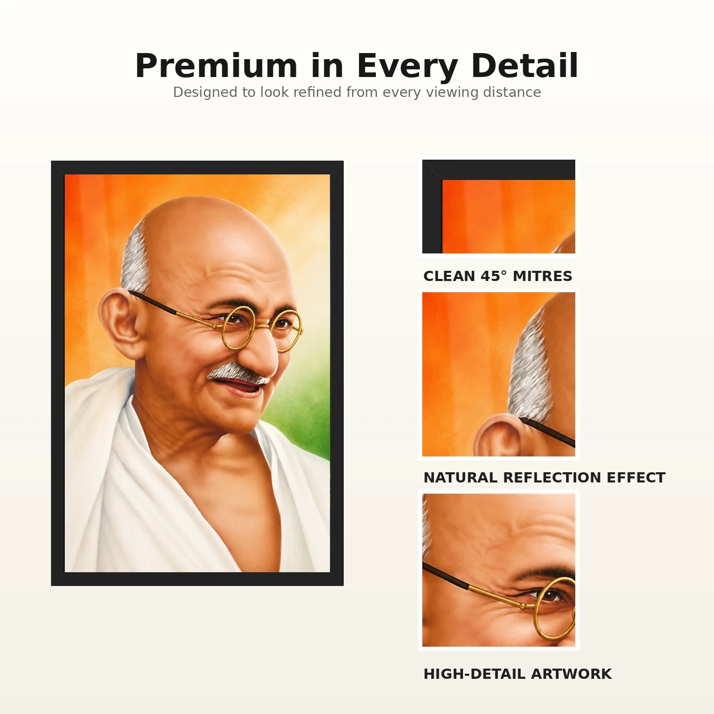 Mahatma Gandhi Tricolor Background Portrait Photo Frame, view 9