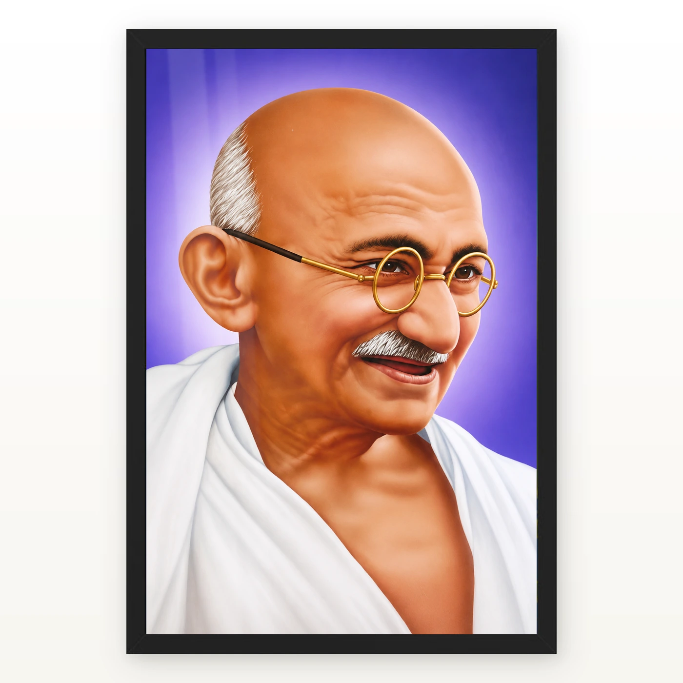 Mahatma Gandhi Violet Background Portrait Photo Frame