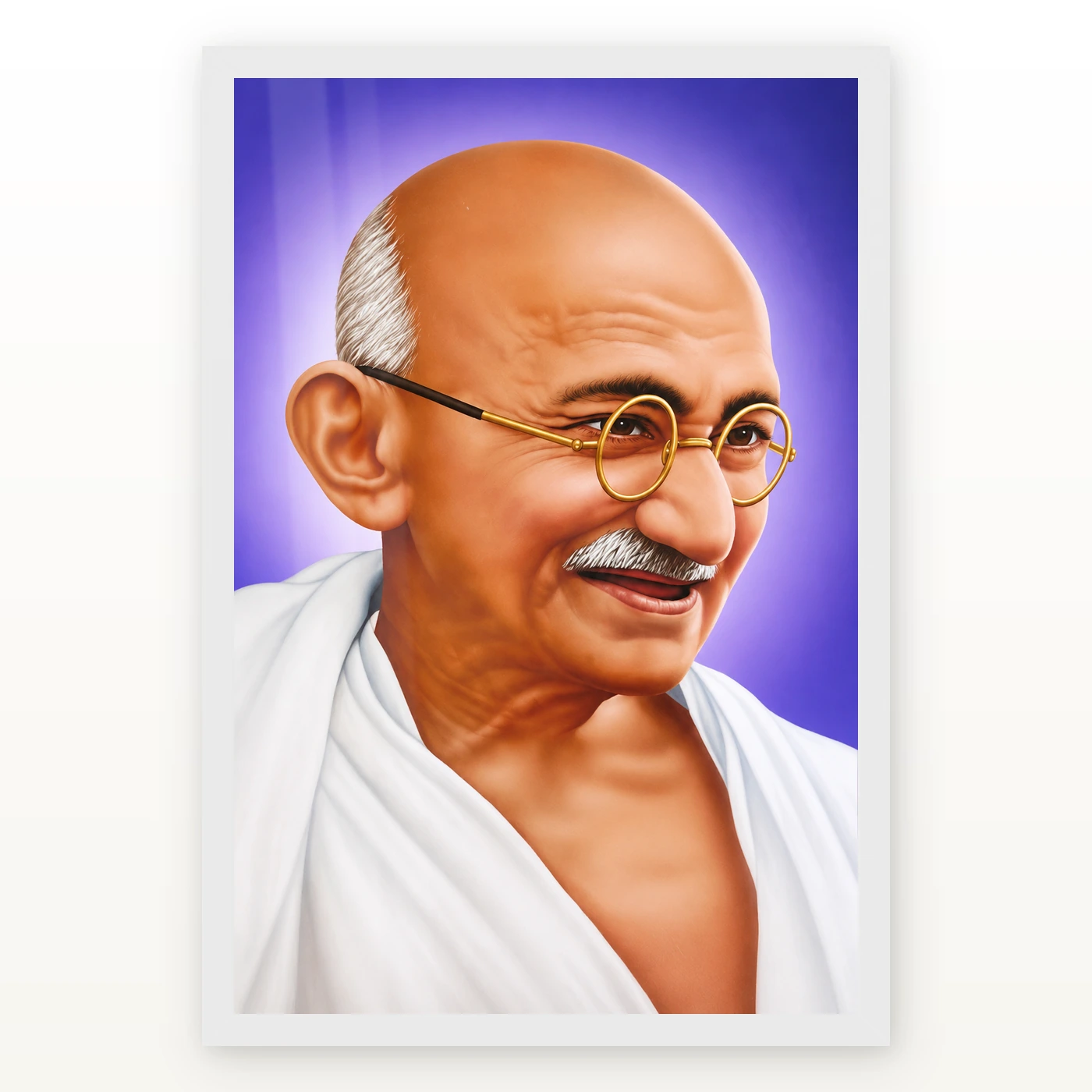 Mahatma Gandhi Violet Background Portrait Photo Frame, view 2