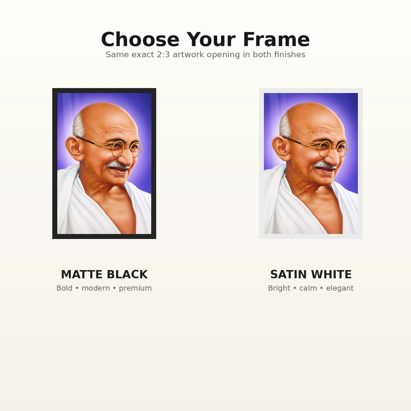 Mahatma Gandhi Violet Background Portrait Photo Frame, view 7