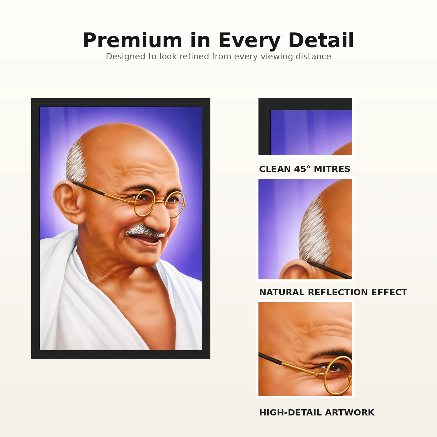 Mahatma Gandhi Violet Background Portrait Photo Frame, view 9