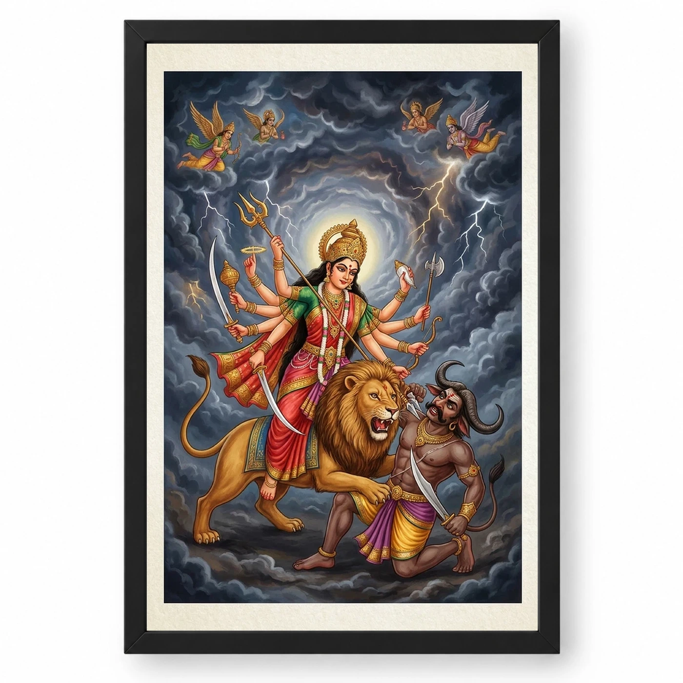 Mahishasuramardini Durga Demon Battle Dramatic Epic Art Photo Frame