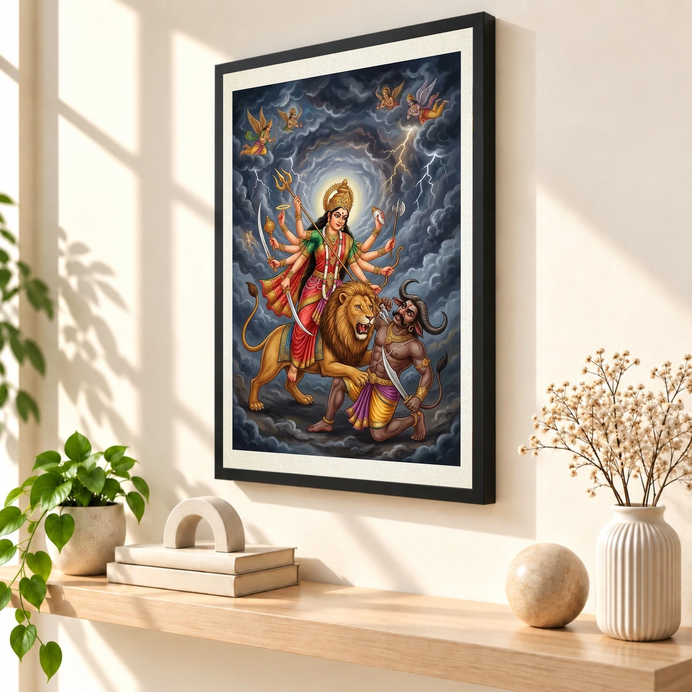 Mahishasuramardini Durga Demon Battle Dramatic Epic Art Photo Frame, view 2
