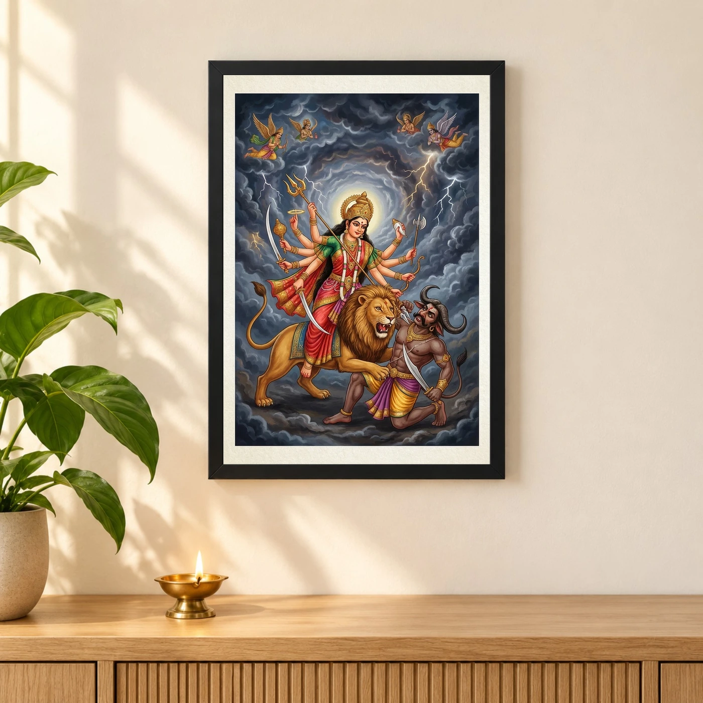 Mahishasuramardini Durga Demon Battle Dramatic Epic Art Photo Frame, view 3