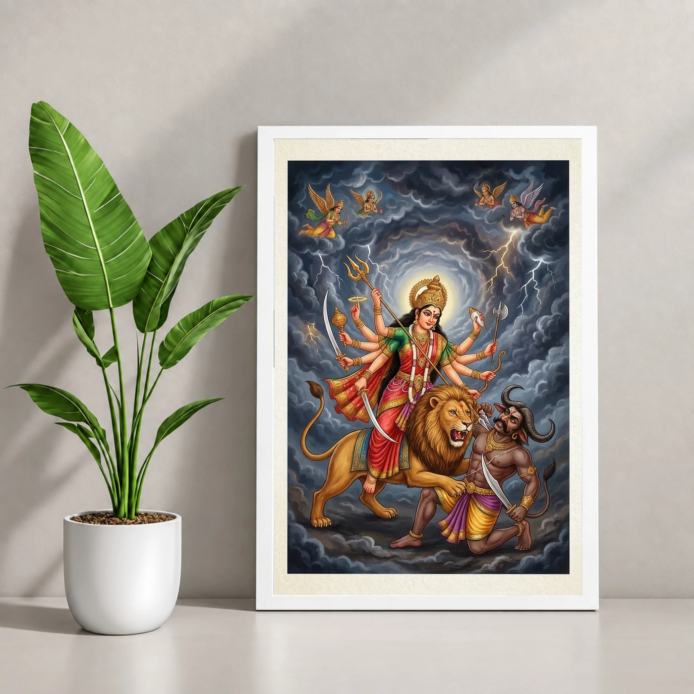 Mahishasuramardini Durga Demon Battle Dramatic Epic Art Photo Frame, view 4