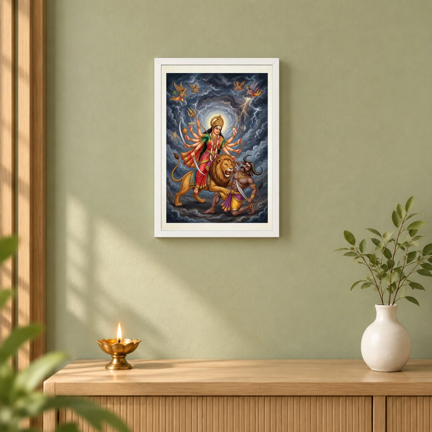 Mahishasuramardini Durga Demon Battle Dramatic Epic Art Photo Frame, view 6