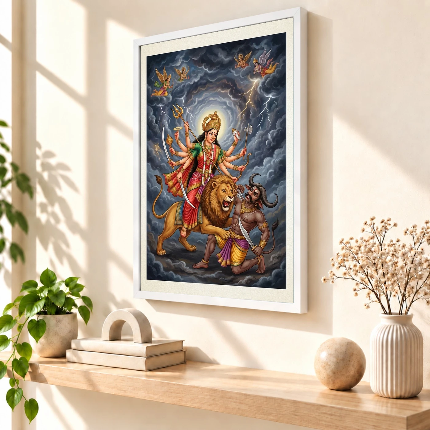 Mahishasuramardini Durga Demon Battle Dramatic Epic Art Photo Frame, view 7