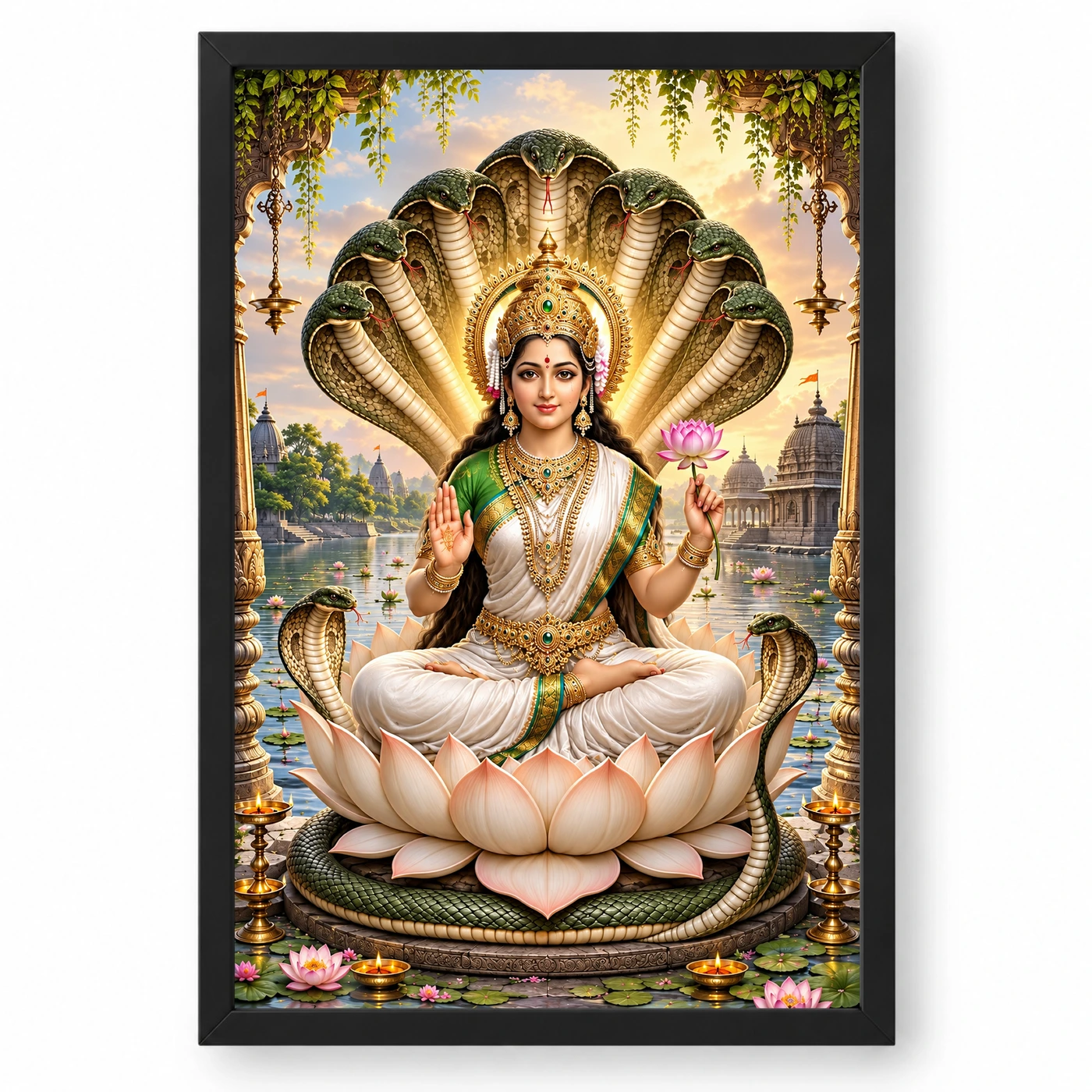 Manasa Devi Serpent Lotus Photo Frame