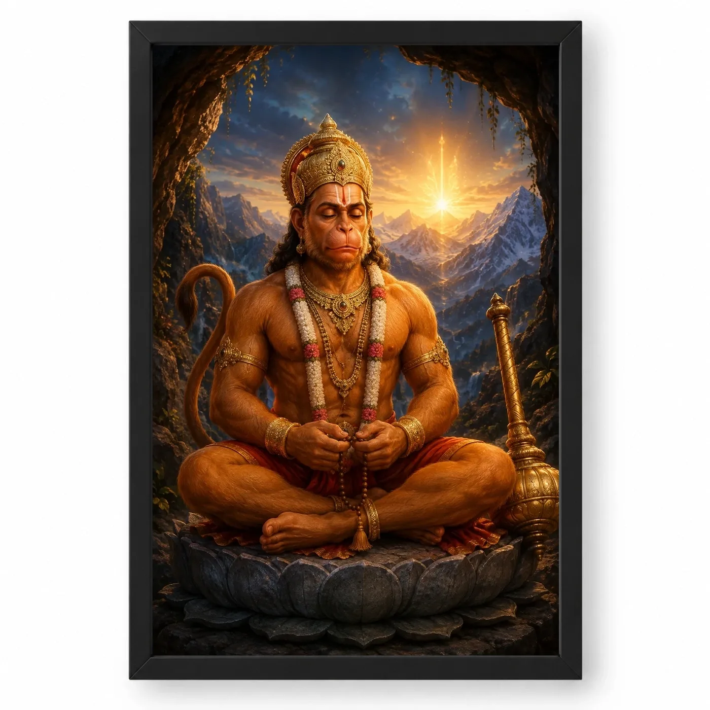 Meditating Hanuman — Himalayan Serenity Frame