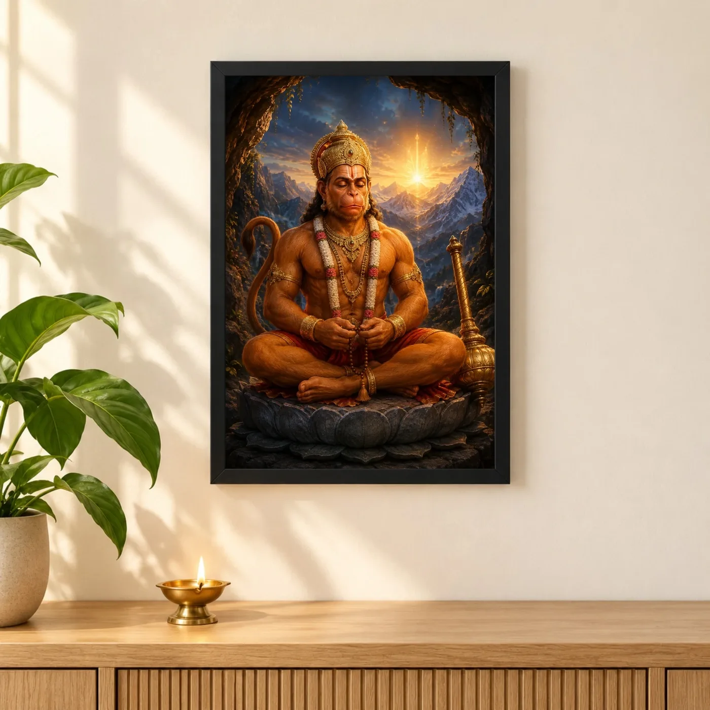 Meditating Hanuman — Himalayan Serenity Frame, view 3