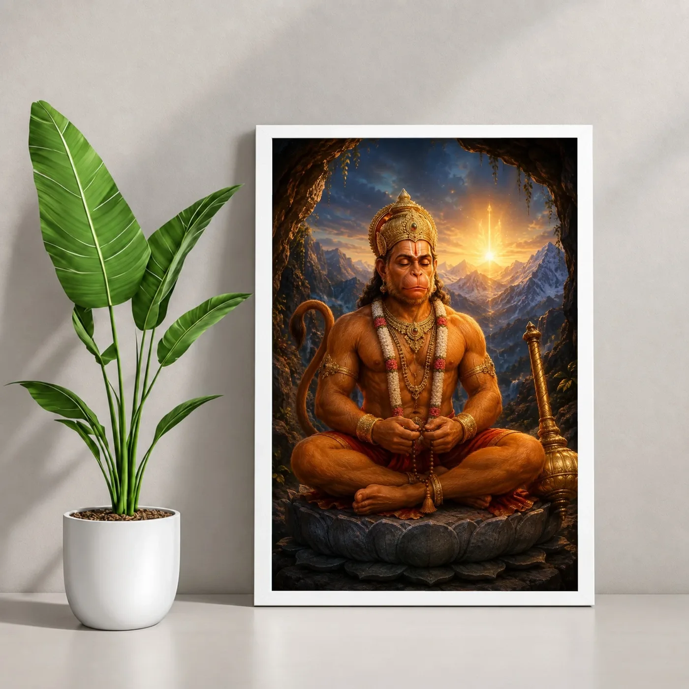 Meditating Hanuman — Himalayan Serenity Frame, view 4