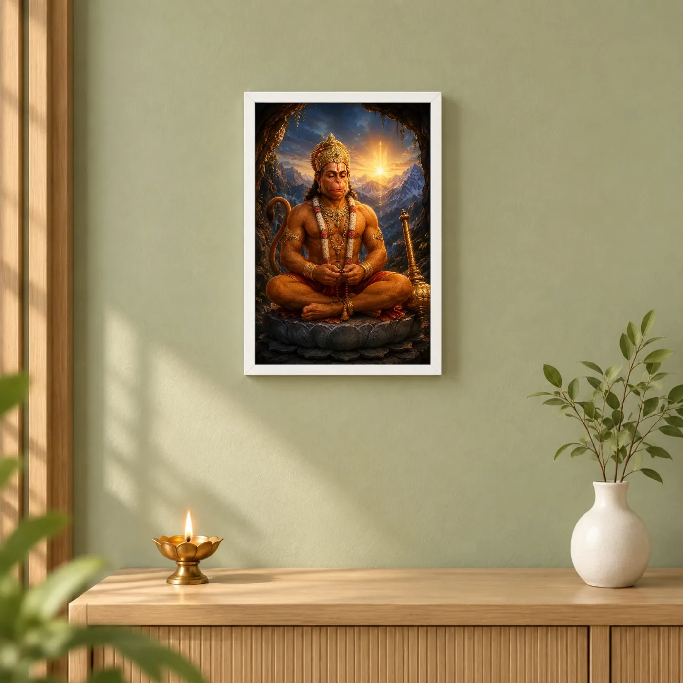 Meditating Hanuman — Himalayan Serenity Frame, view 6