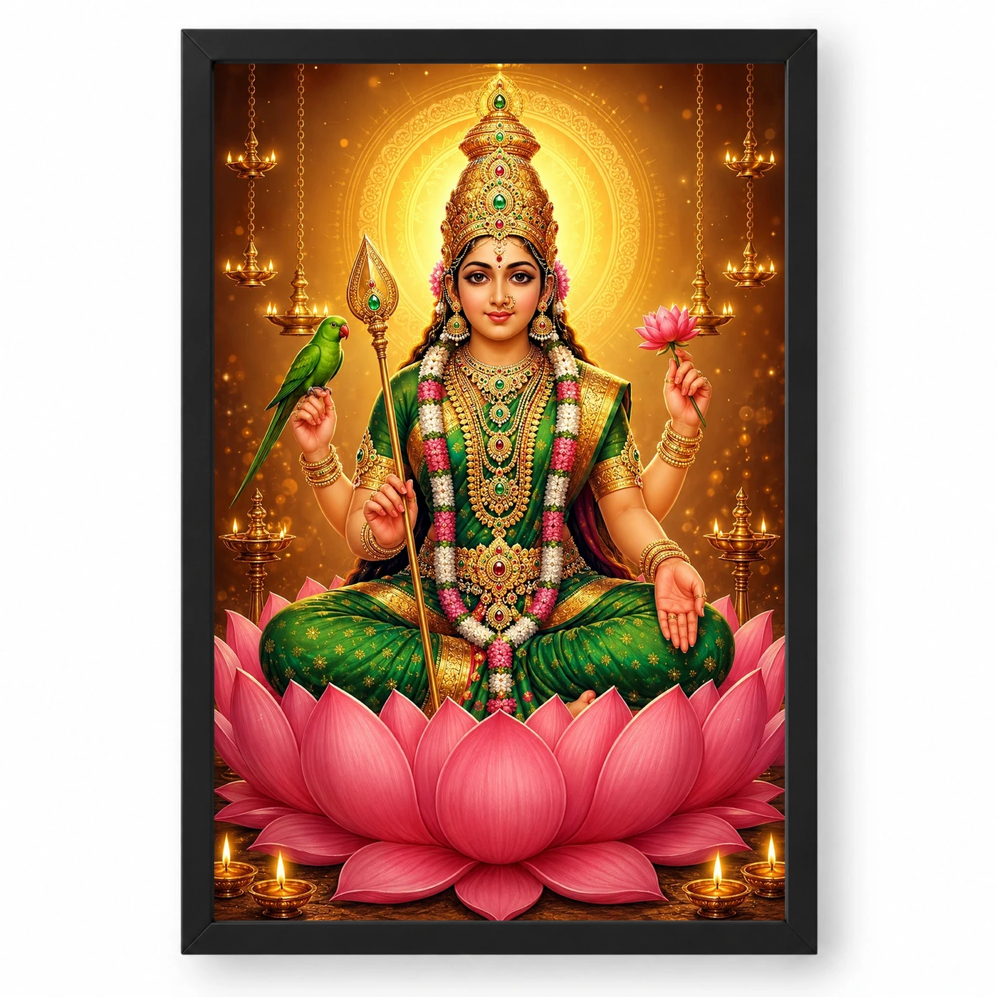 Meenakshi Amman Lotus And Diya Radiance Photo Frame