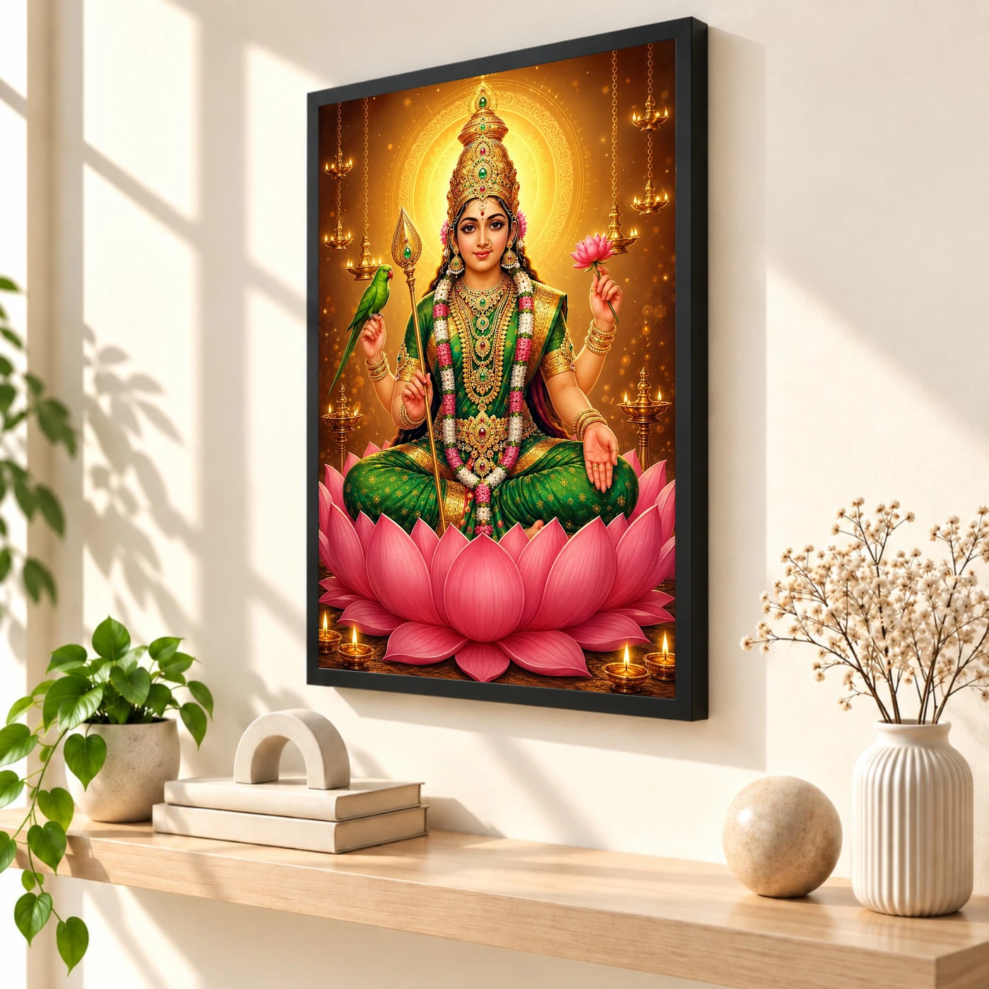 Meenakshi Amman Lotus And Diya Radiance Photo Frame, view 2