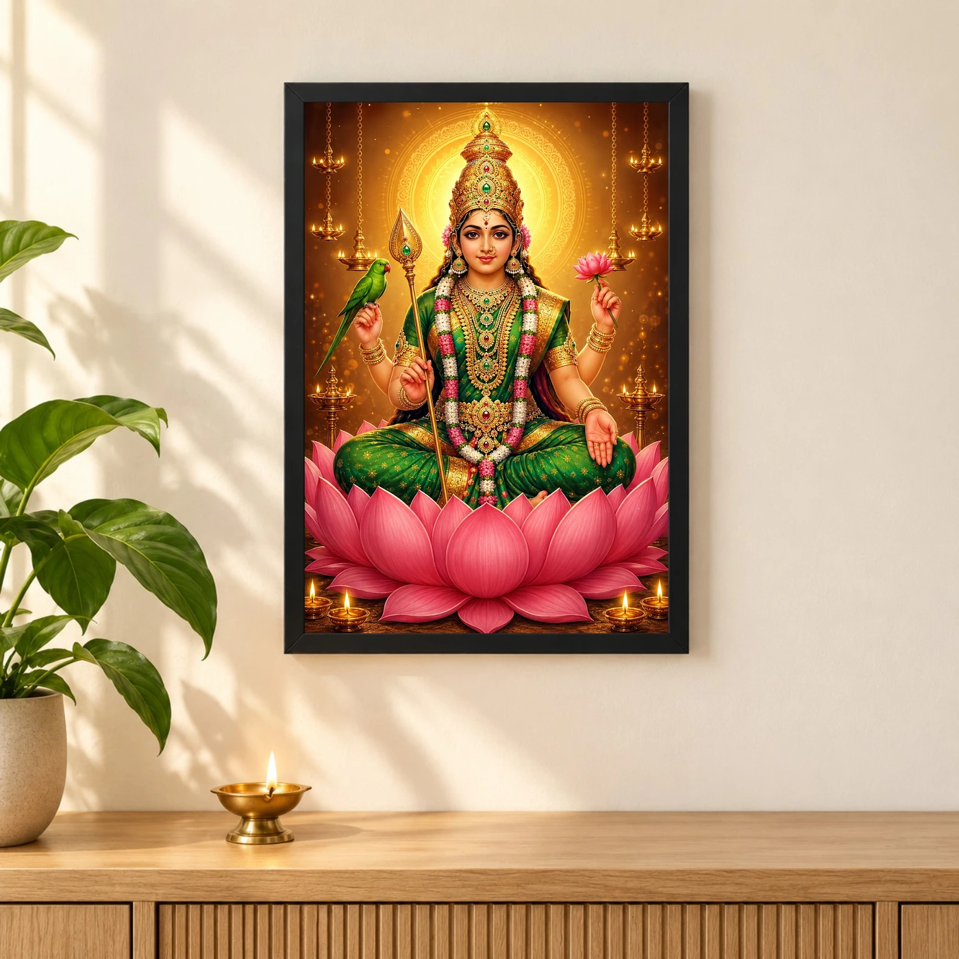 Meenakshi Amman Lotus And Diya Radiance Photo Frame, view 3