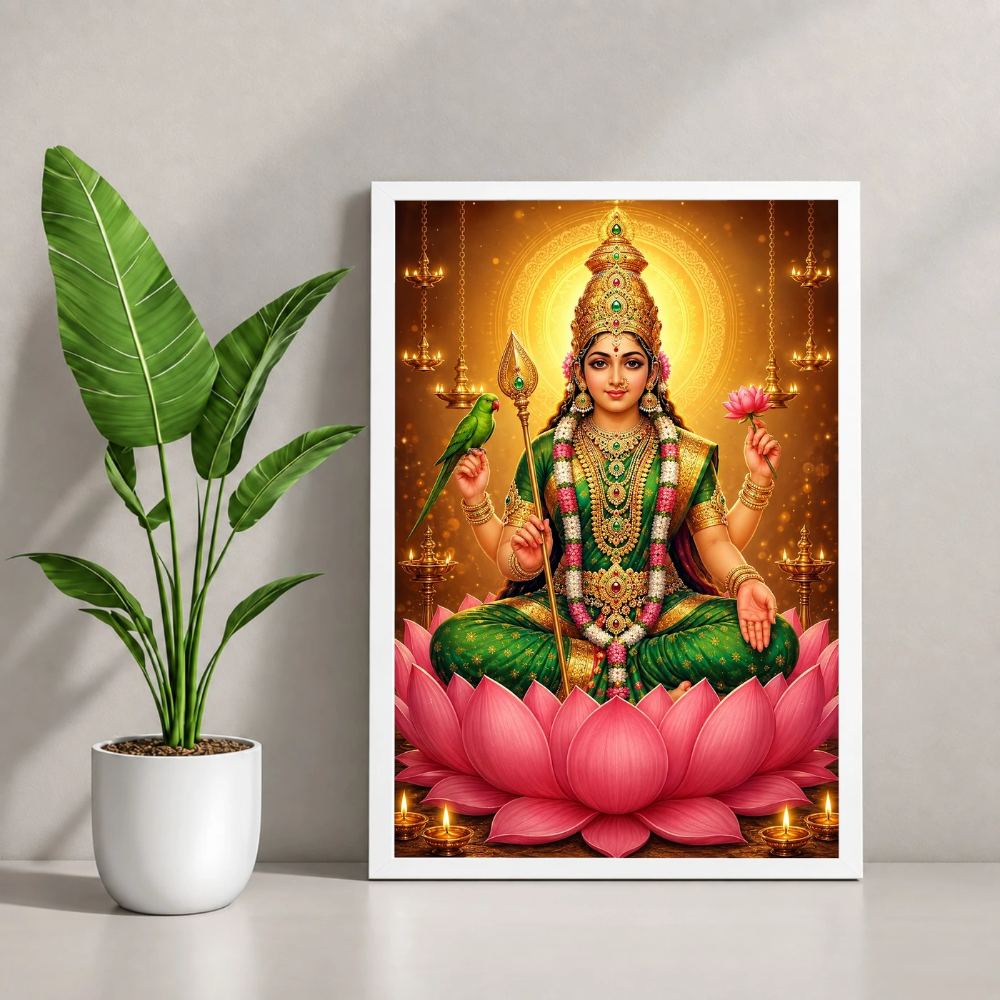 Meenakshi Amman Lotus And Diya Radiance Photo Frame, view 4
