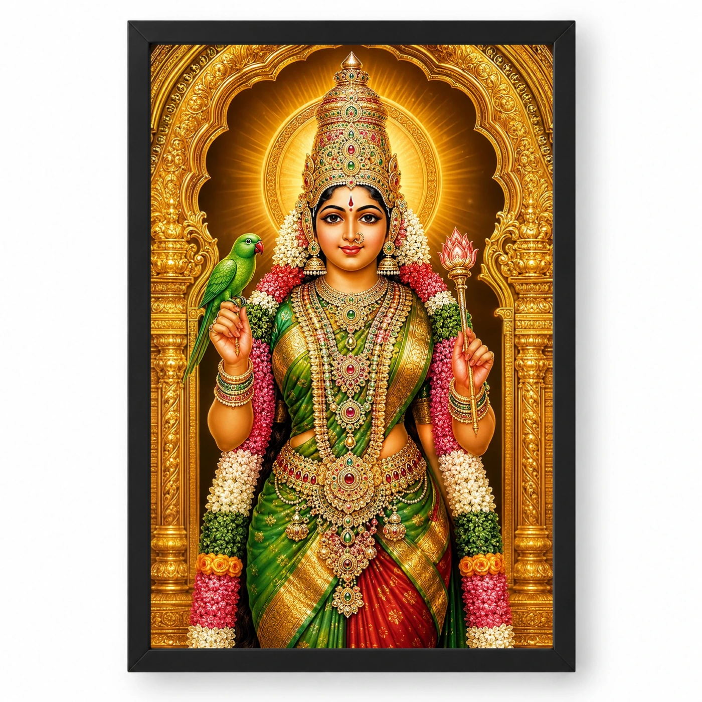 Meenakshi Amman Ornate Golden Temple Darshan Photo Frame