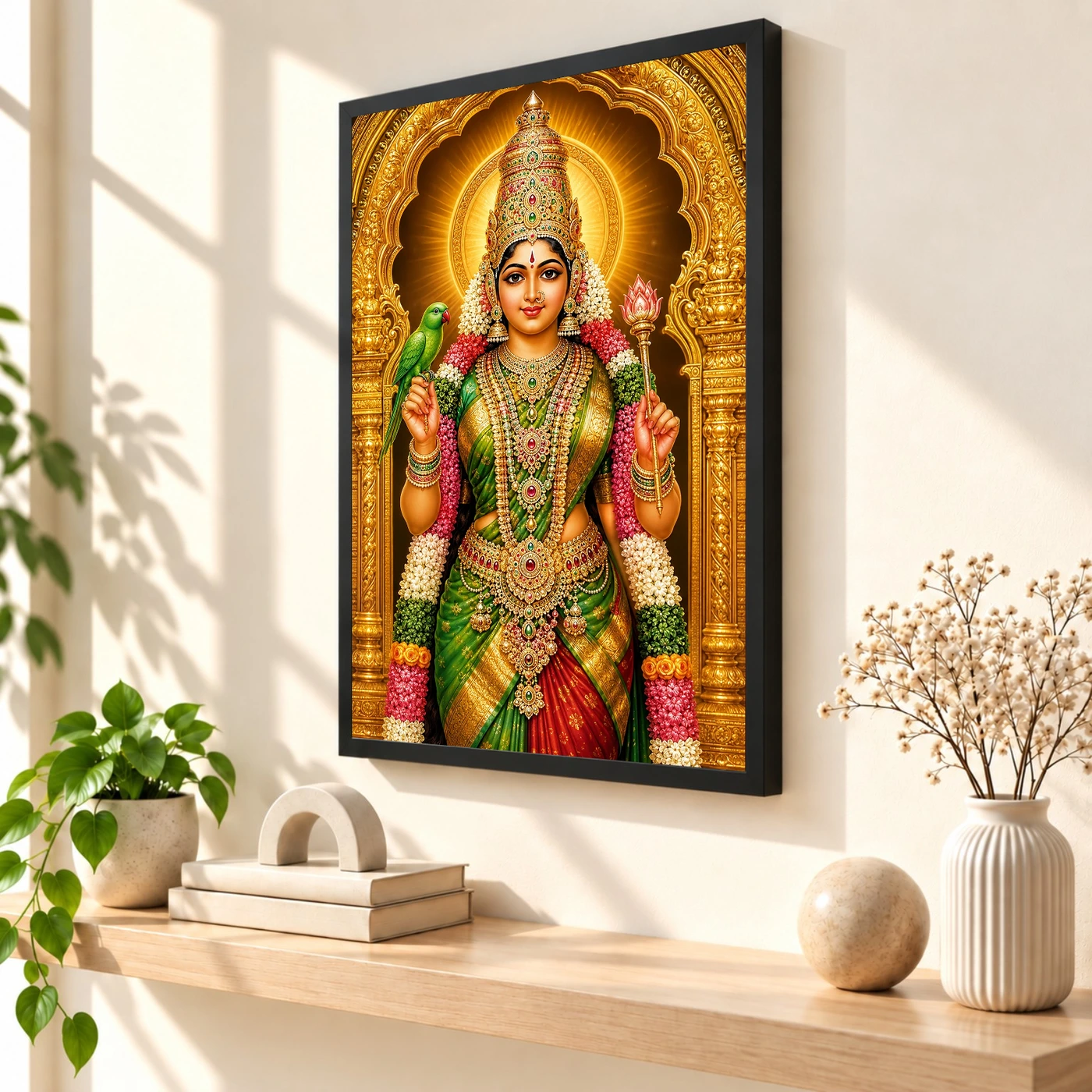 Meenakshi Amman Ornate Golden Temple Darshan Photo Frame, view 2