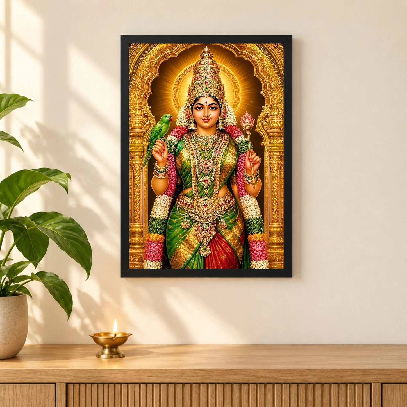 Meenakshi Amman Ornate Golden Temple Darshan Photo Frame, view 3