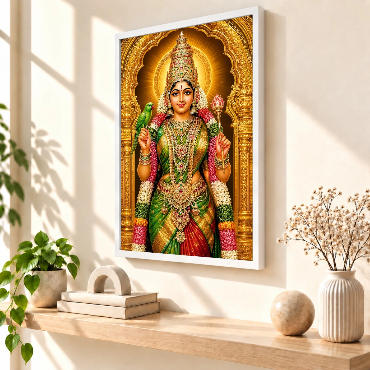 Meenakshi Amman Ornate Golden Temple Darshan Photo Frame, view 7