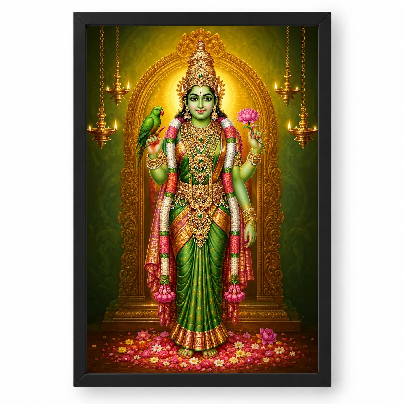 Meenakshi Amman Peaceful Home Mandir Composition Photo Frame