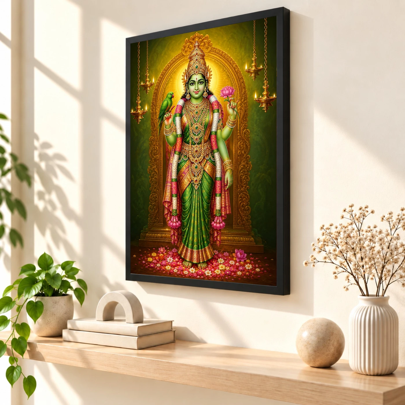 Meenakshi Amman Peaceful Home Mandir Composition Photo Frame, view 2