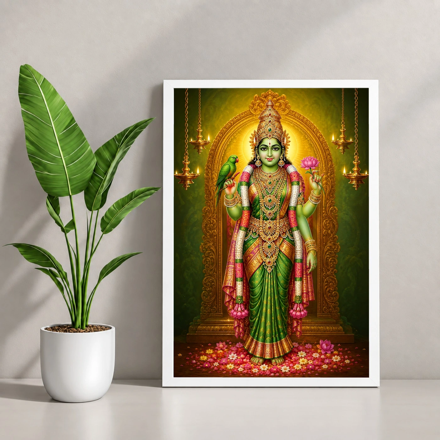 Meenakshi Amman Peaceful Home Mandir Composition Photo Frame, view 4