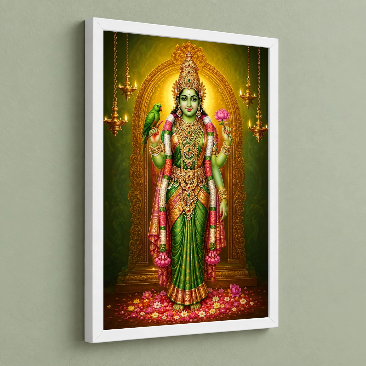 Meenakshi Amman Peaceful Home Mandir Composition Photo Frame, view 5
