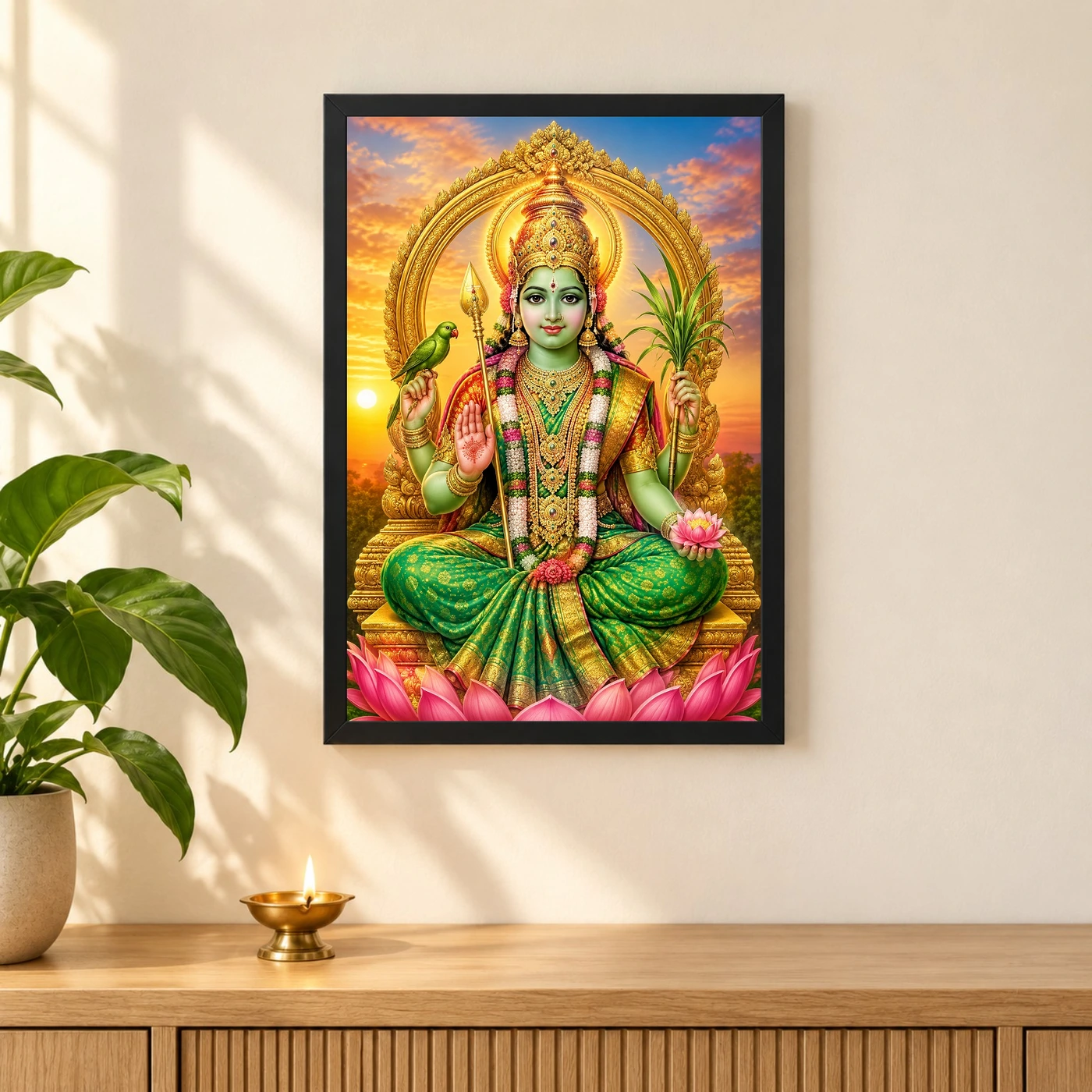 Meenakshi Amman Serene Sunrise Blessing Photo Frame, view 3