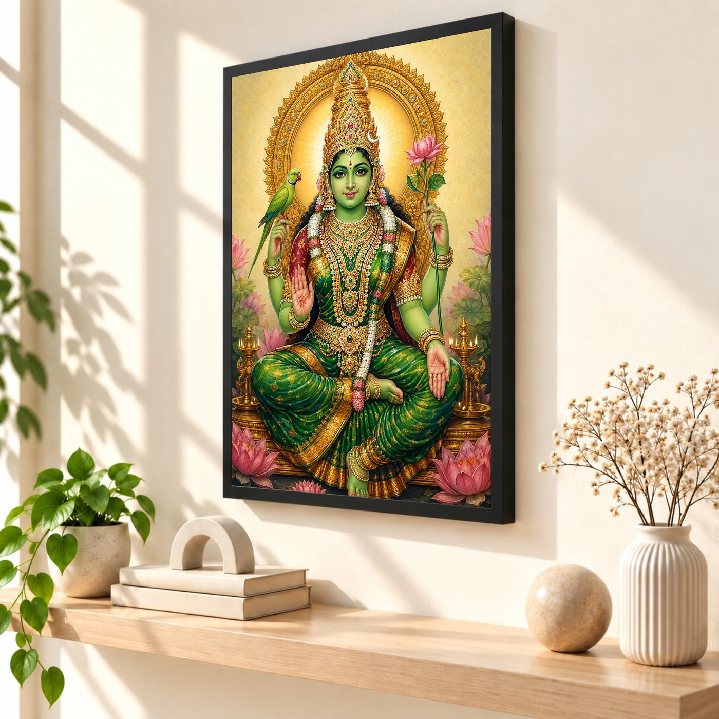 Meenakshi Amman Traditional Indian Miniature-Inspired Devotional Art Photo Frame, view 2