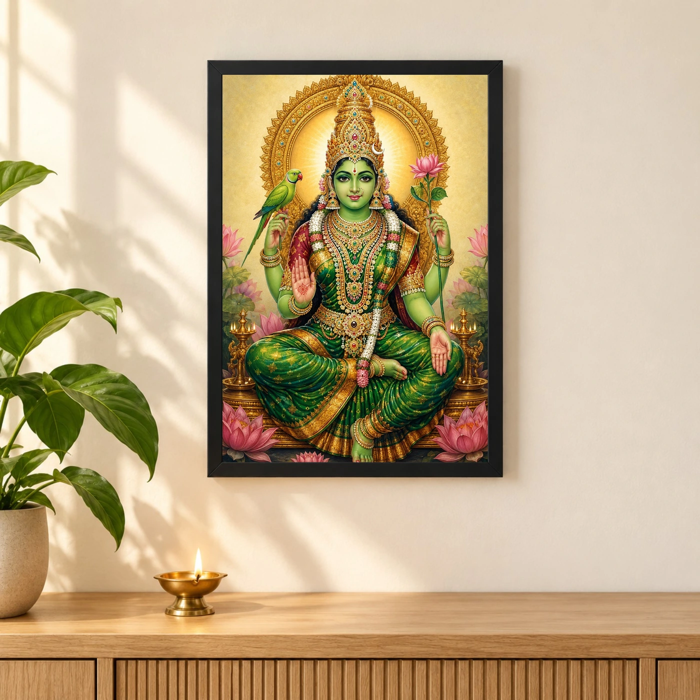 Meenakshi Amman Traditional Indian Miniature-Inspired Devotional Art Photo Frame, view 3