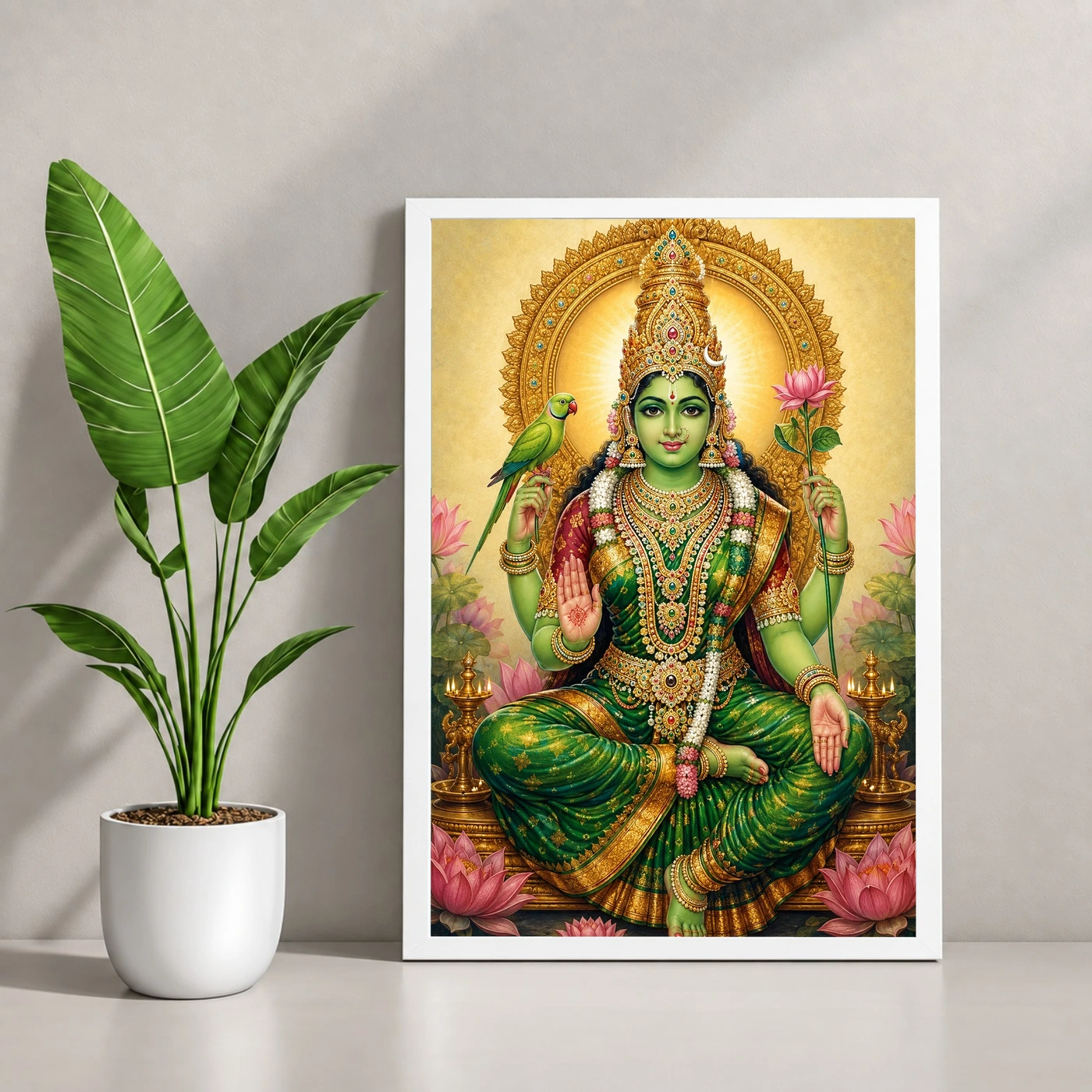 Meenakshi Amman Traditional Indian Miniature-Inspired Devotional Art Photo Frame, view 4