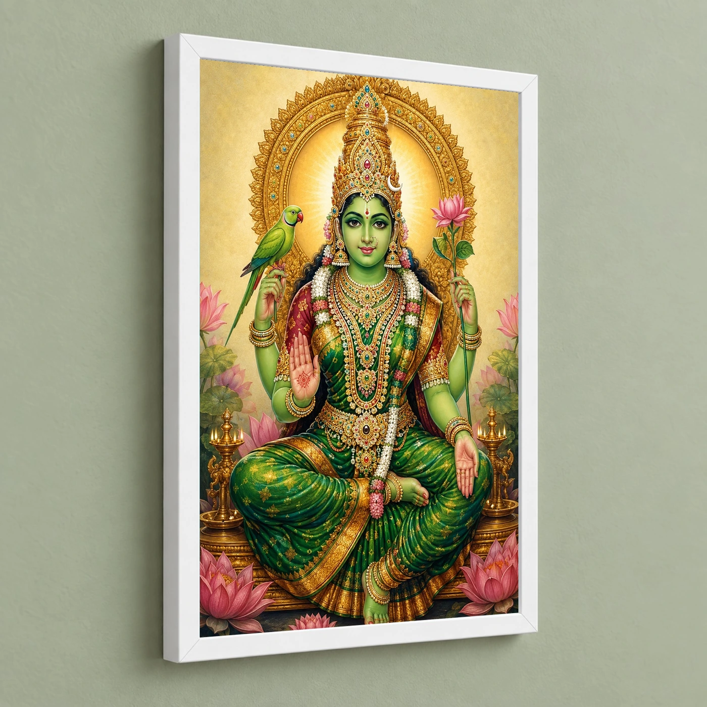 Meenakshi Amman Traditional Indian Miniature-Inspired Devotional Art Photo Frame, view 5