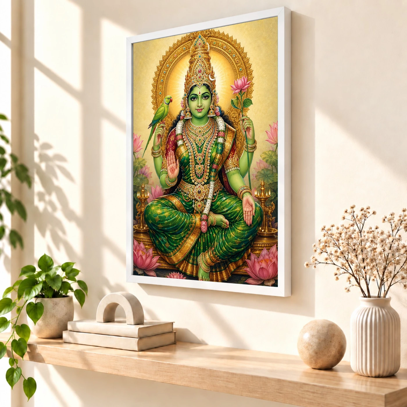 Meenakshi Amman Traditional Indian Miniature-Inspired Devotional Art Photo Frame, view 7