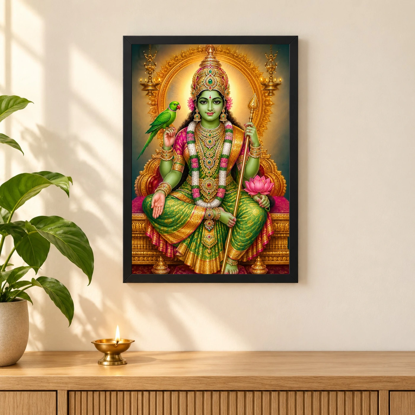 Meenakshi Amman Vivid Premium Spiritual Poster Art Photo Frame, view 3