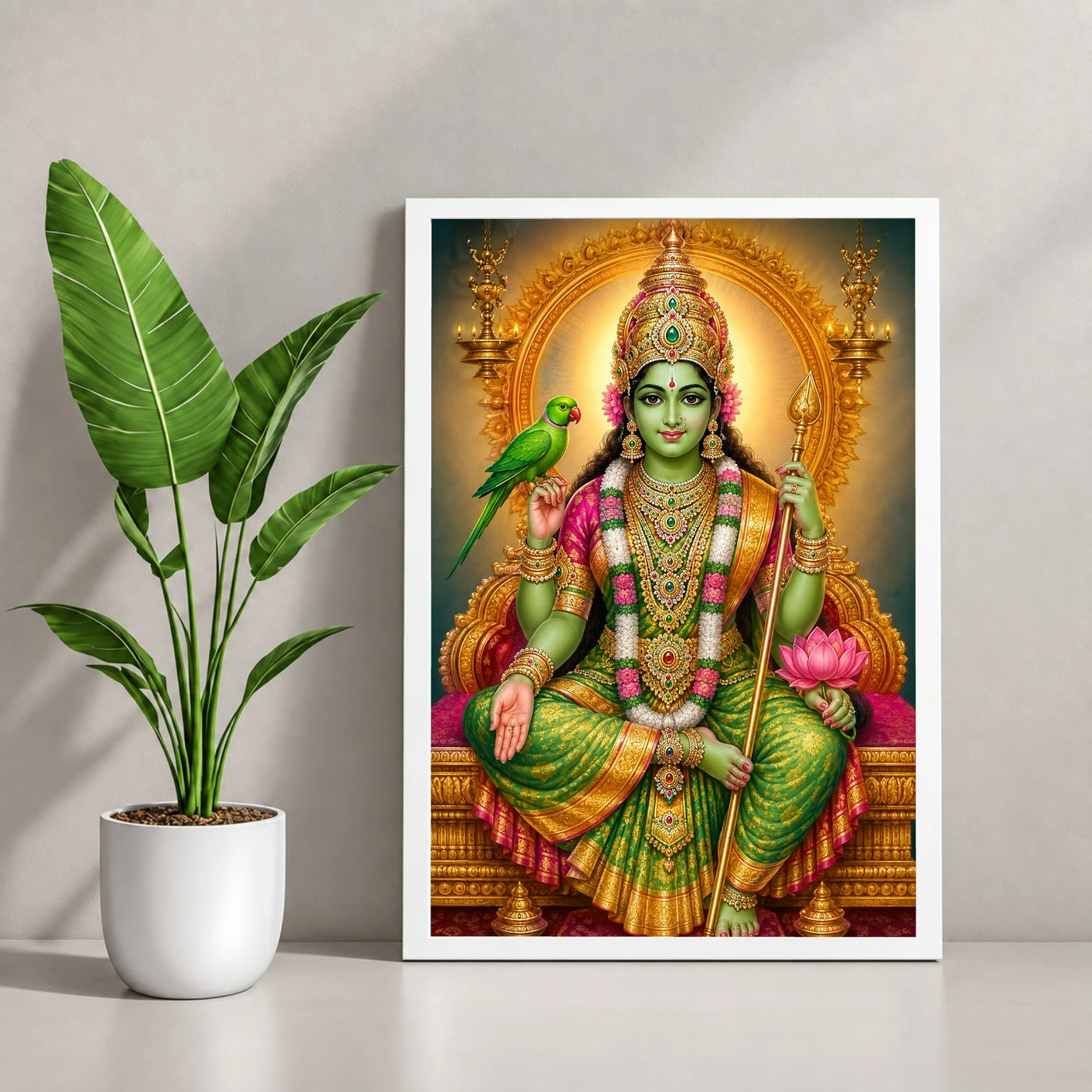 Meenakshi Amman Vivid Premium Spiritual Poster Art Photo Frame, view 4
