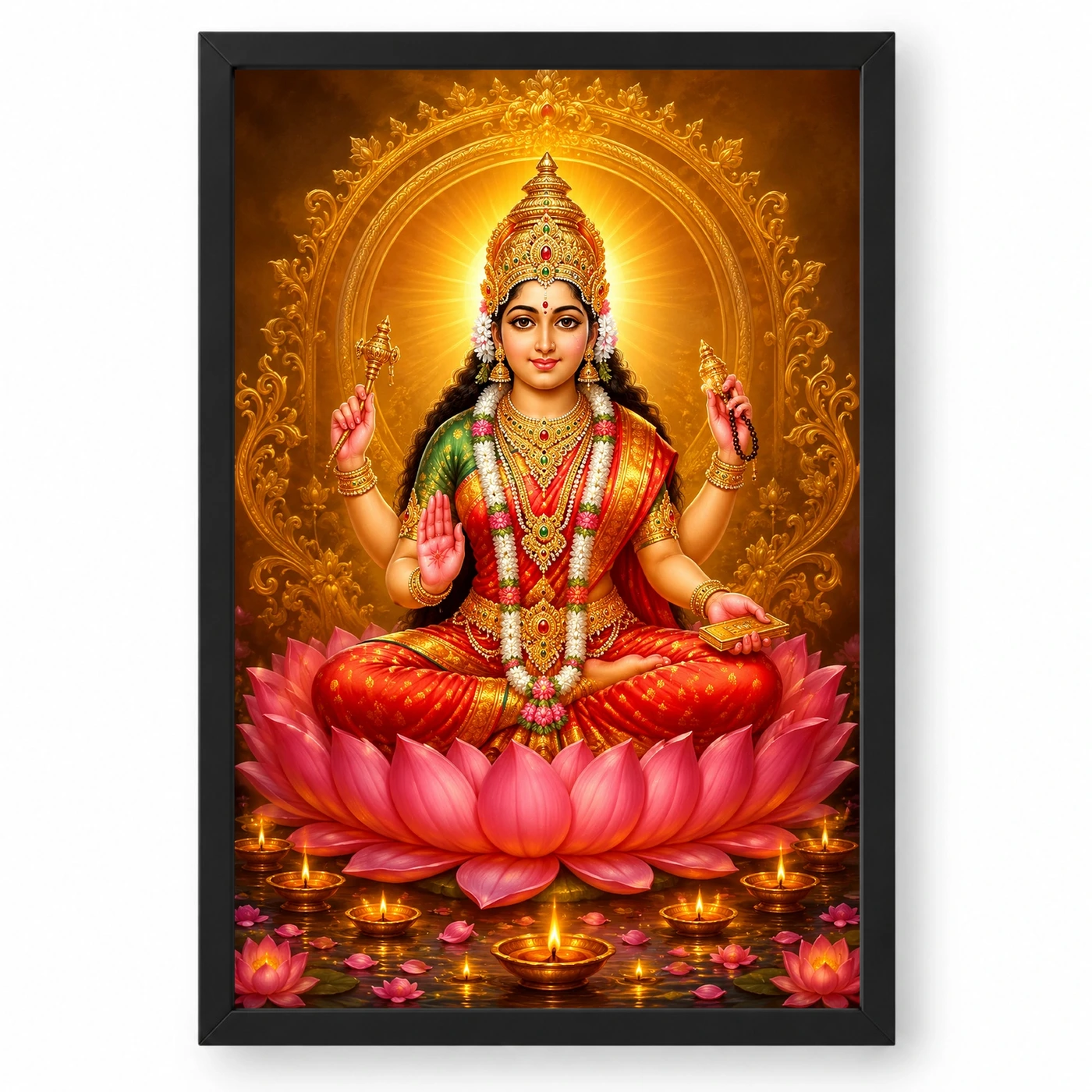 Mookambika Devi Lotus And Diya Radiance Photo Frame