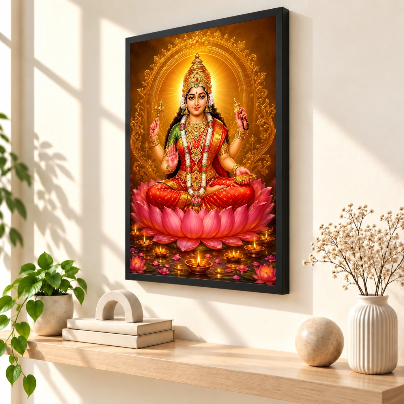 Mookambika Devi Lotus And Diya Radiance Photo Frame, view 2