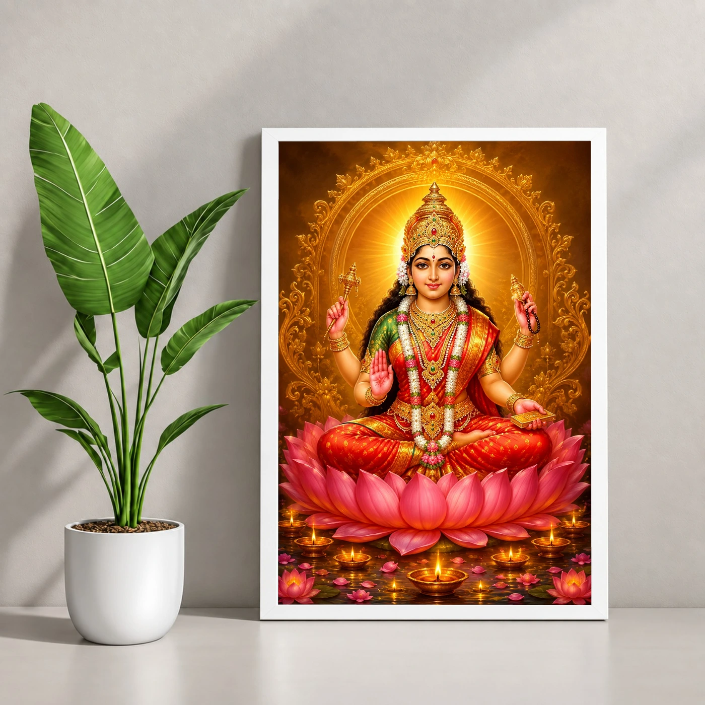 Mookambika Devi Lotus And Diya Radiance Photo Frame, view 4