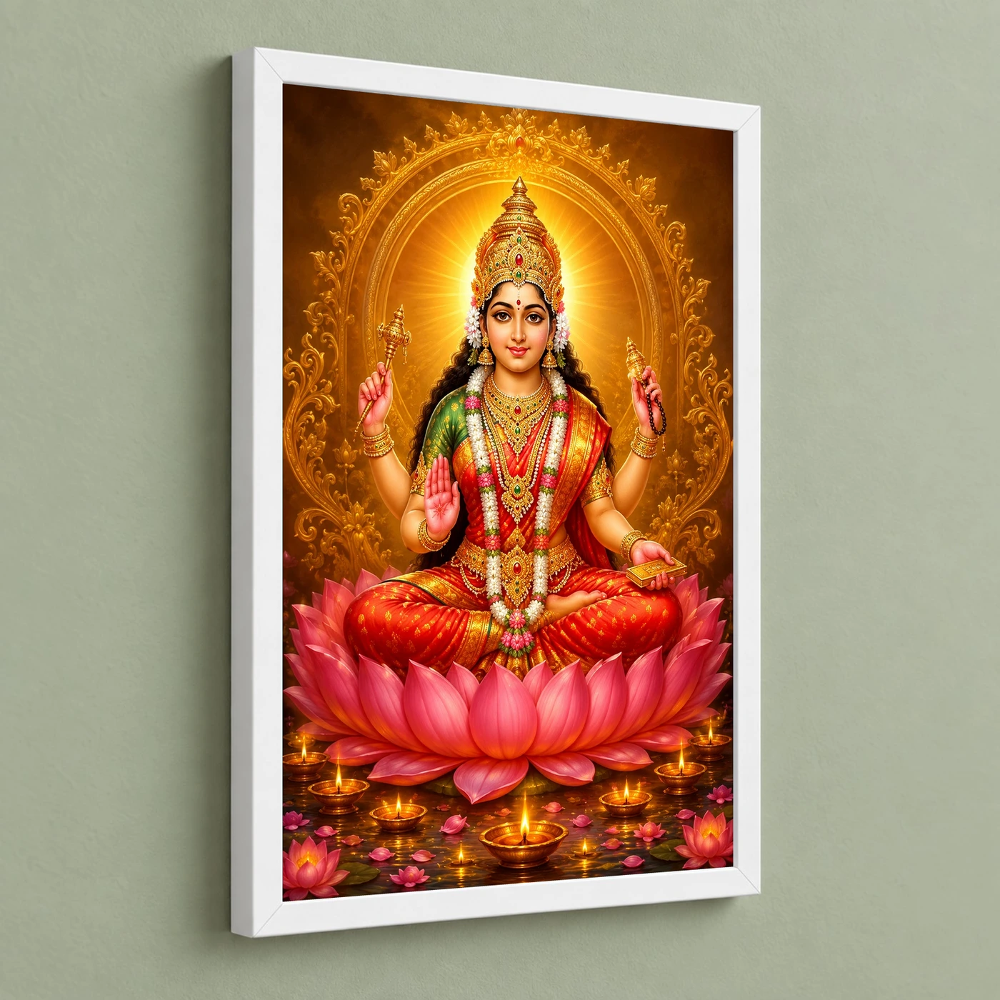 Mookambika Devi Lotus And Diya Radiance Photo Frame, view 5