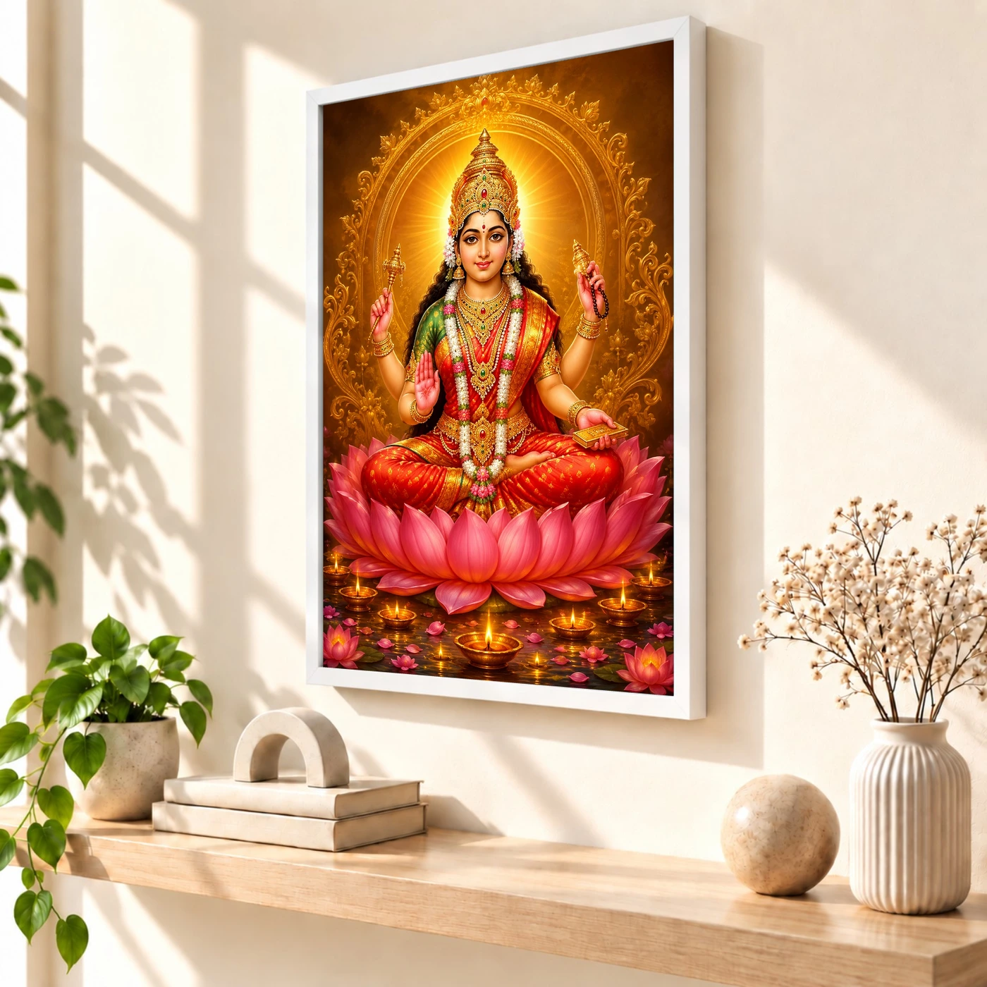 Mookambika Devi Lotus And Diya Radiance Photo Frame, view 7