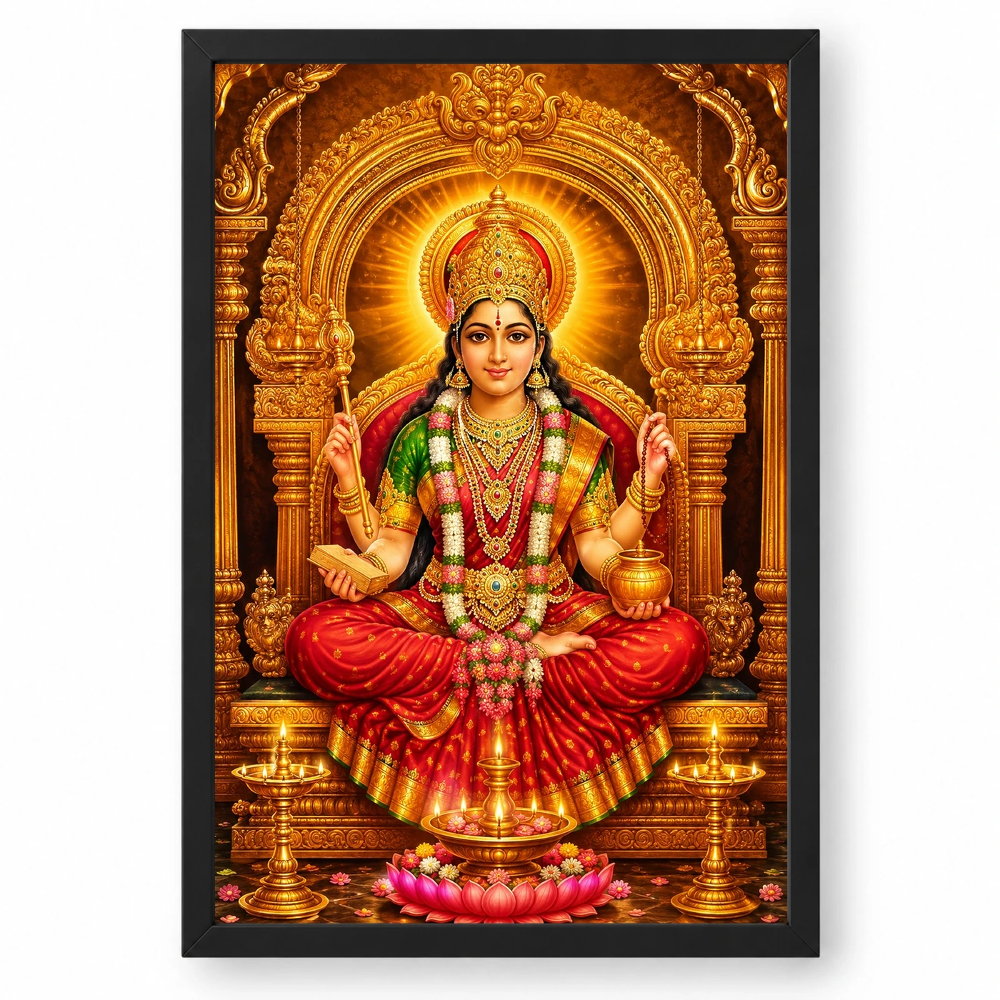 Mookambika Devi Ornate Golden Temple Darshan Photo Frame