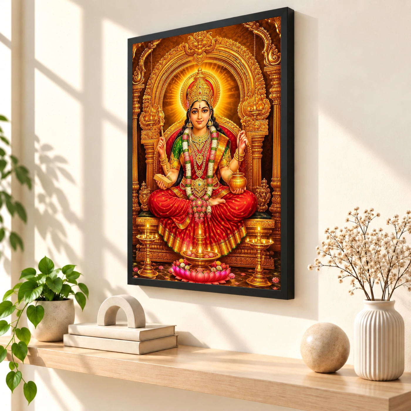 Mookambika Devi Ornate Golden Temple Darshan Photo Frame, view 2